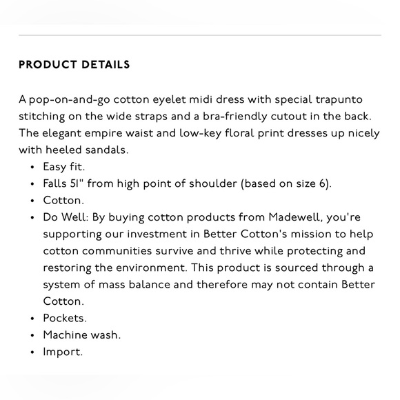 *SOLD on Mercari*. Eyelet Cutout Back Empire Midi Dress - Picture 10 of 10